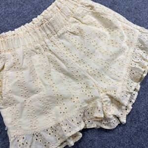 Hollister XS Ultra High Rise Eyelet Ruffle Shorts Yellow Boho Summer‎ Casual